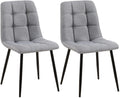 2-delige set Eetkamerstoelen - Keukenstoelen - Onderhoudsvriendelijk ontwerp Kleur grijs Materiaal Stof