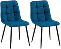 2-delige set Eetkamerstoelen - Keukenstoelen - Onderhoudsvriendelijk ontwerp Kleur blauw Materiaal Stof