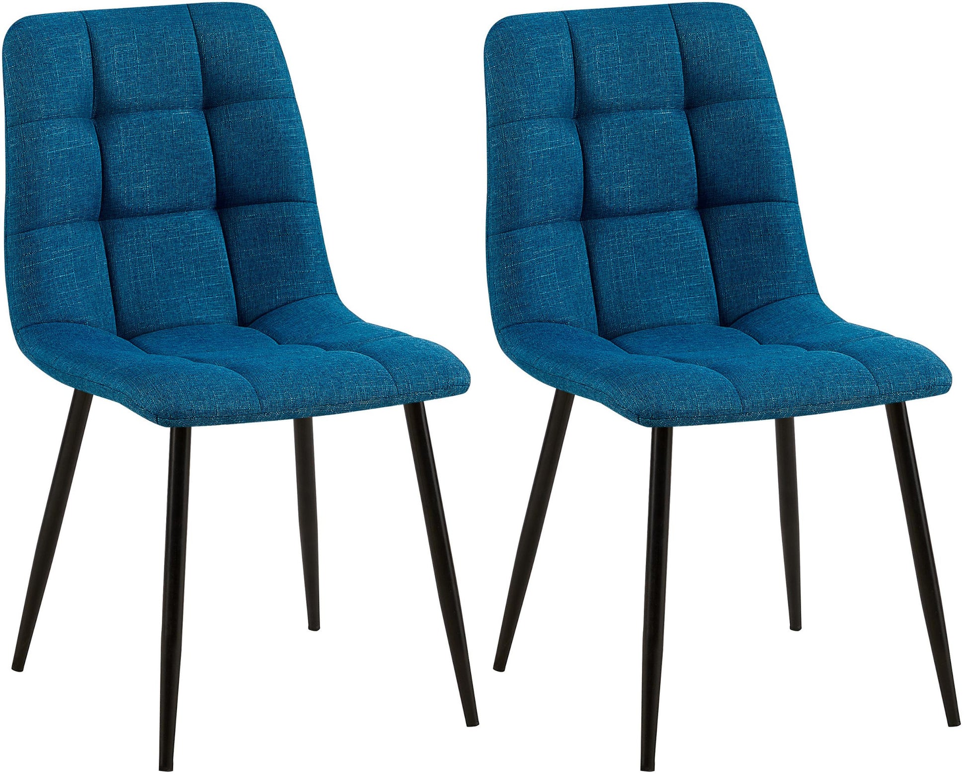 2-delige set Eetkamerstoelen - Keukenstoelen - Onderhoudsvriendelijk ontwerp Kleur blauw Materiaal Stof