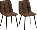 2-delige set Eetkamerstoelen - Keukenstoelen - Onderhoudsvriendelijk ontwerp Kleur bruin Materiaal Stof