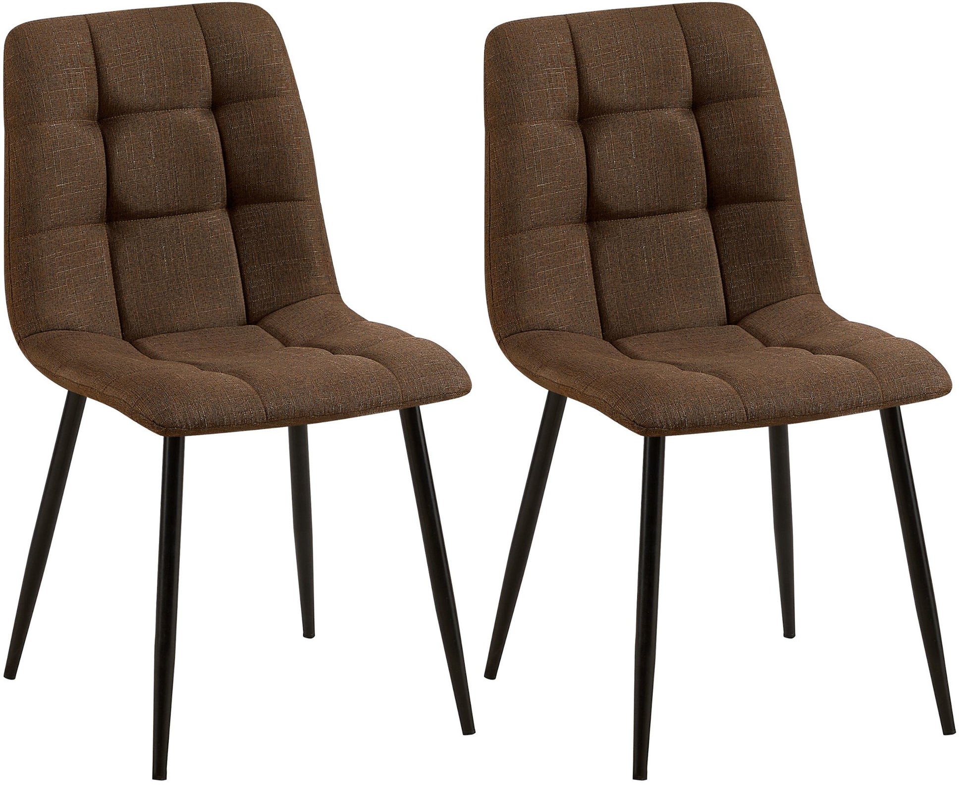 2-delige set Eetkamerstoelen - Keukenstoelen - Onderhoudsvriendelijk ontwerp Kleur bruin Materiaal Stof