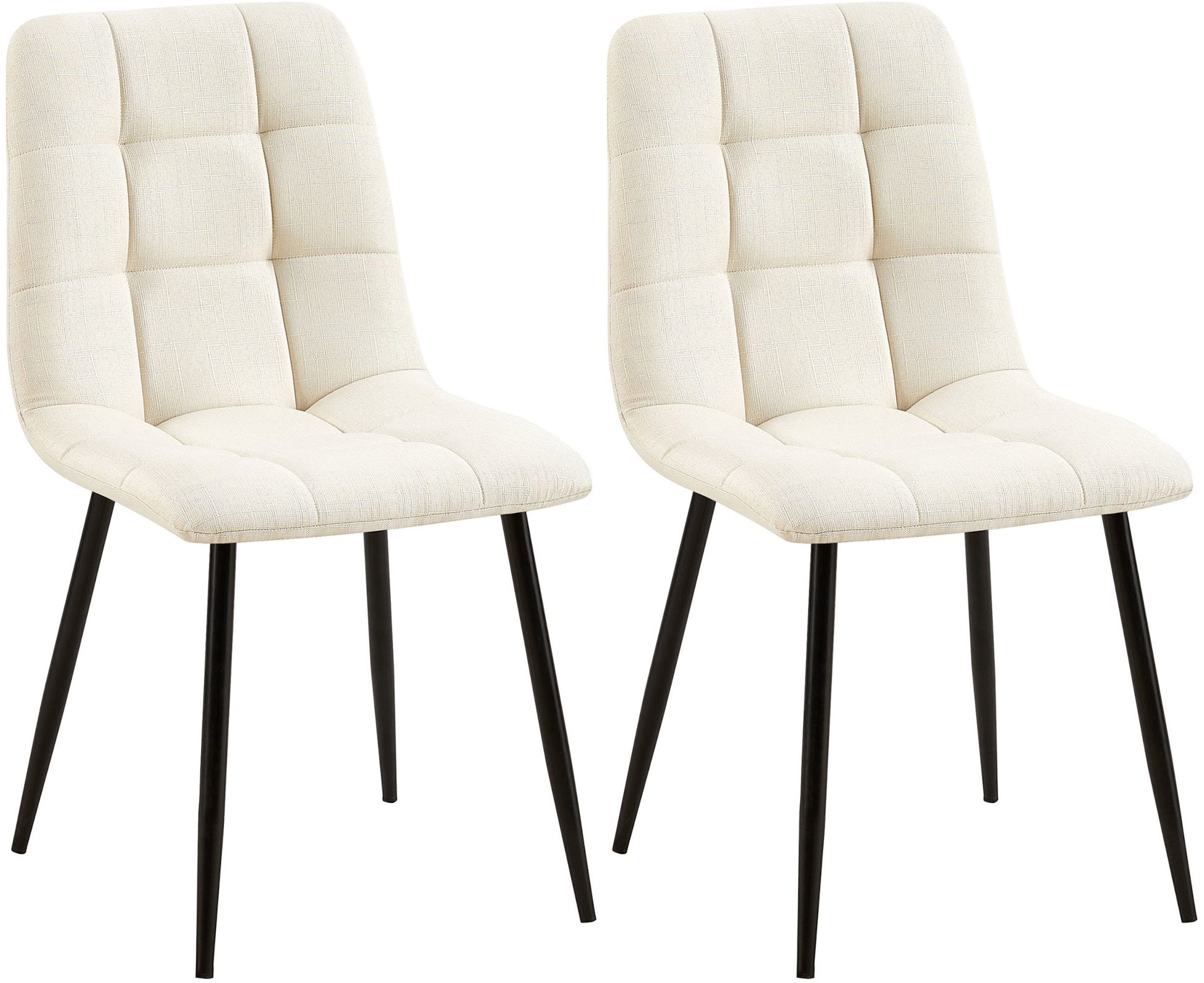 2-delige set Eetkamerstoelen - Keukenstoelen - Onderhoudsvriendelijk ontwerp Kleur crème Materiaal Stof