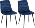 2-delige set Eetkamerstoelen - Keukenstoelen - Onderhoudsvriendelijk ontwerp Kleur blauw Materiaal zacht