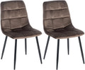 2-delige set Eetkamerstoelen - Keukenstoelen - Onderhoudsvriendelijk ontwerp Kleur bruin Materiaal zacht
