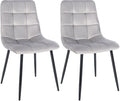 2-delige set Eetkamerstoelen - Keukenstoelen - Onderhoudsvriendelijk ontwerp Kleur grijs Materiaal zacht