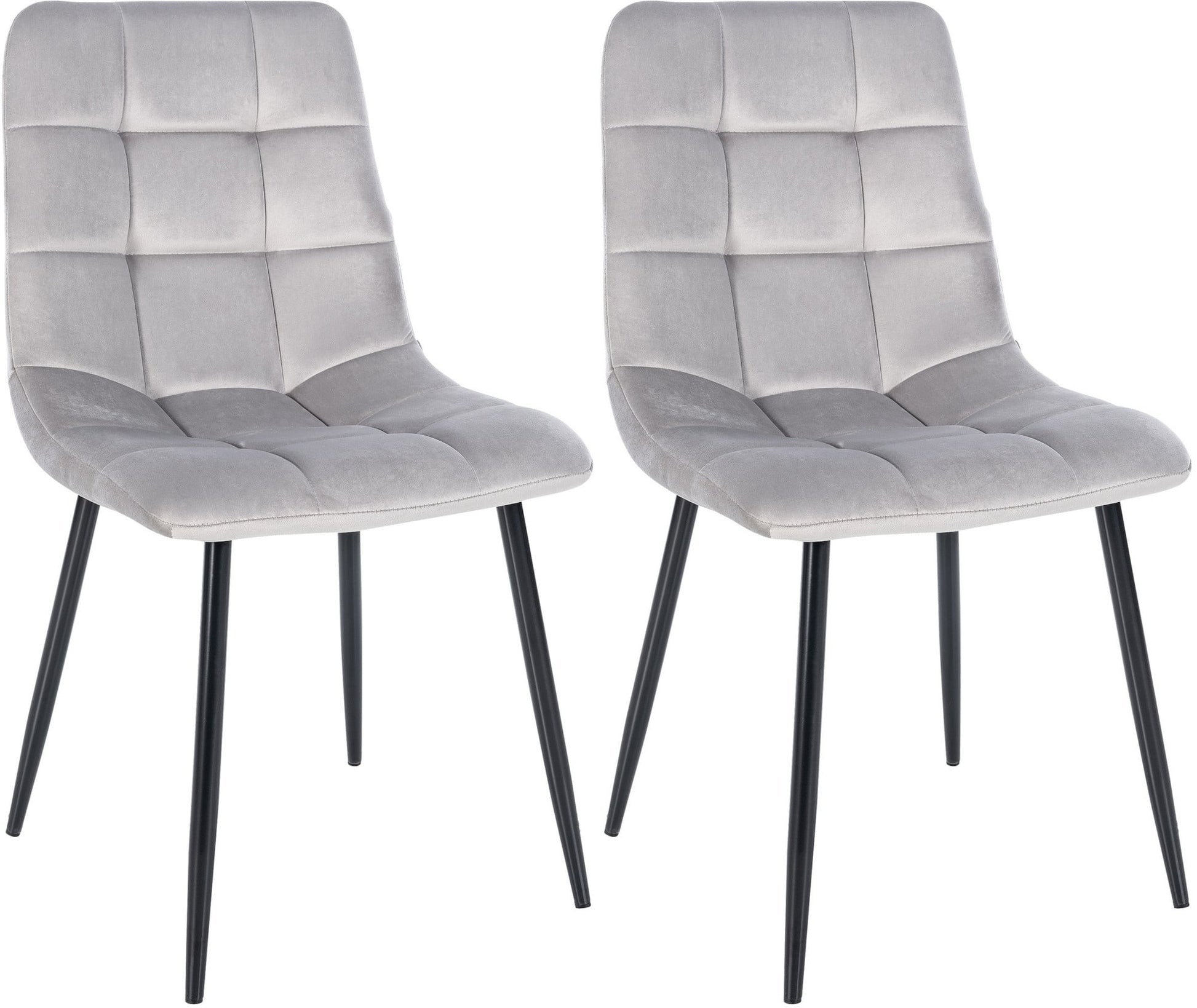 2-delige set Eetkamerstoelen - Keukenstoelen - Onderhoudsvriendelijk ontwerp Kleur grijs Materiaal zacht