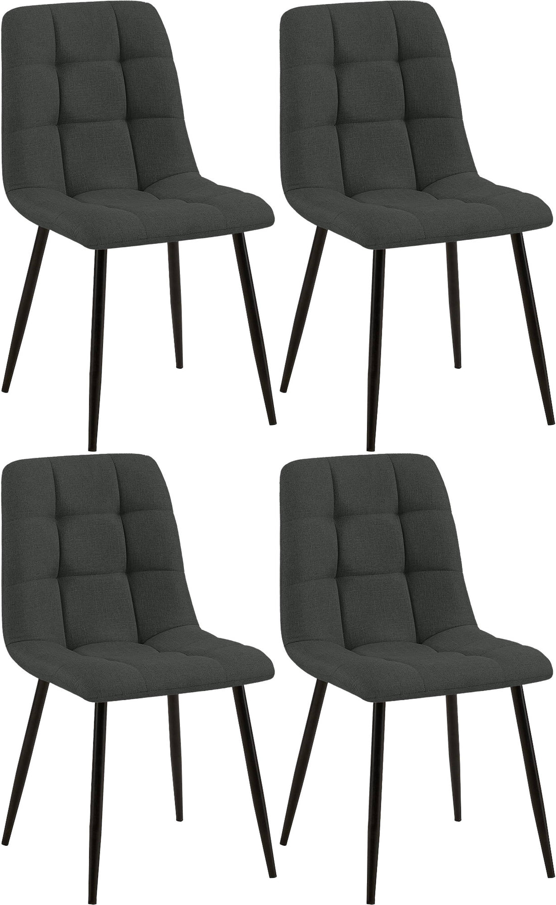 Moderne Eetkamerstoelen - Set van 4, Hoog Zitcomfort - Tijdloze Blikvangers Kleur donkergrijs