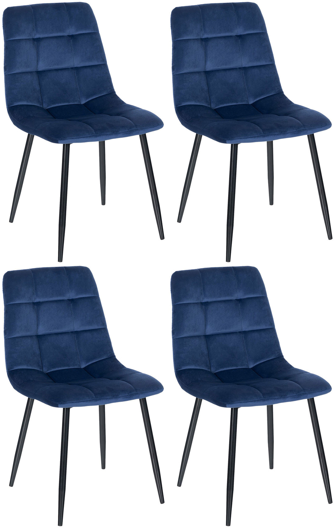 4-delige set Eetkamerstoelen - Dining Chairs - Comfortabele zitpositie, eenvoudige reiniging Kleur blauw Materiaal zacht