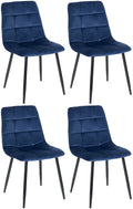 4-delige set Eetkamerstoelen - Dining Chairs - Comfortabele zitpositie, eenvoudige reiniging Kleur blauw Materiaal zacht