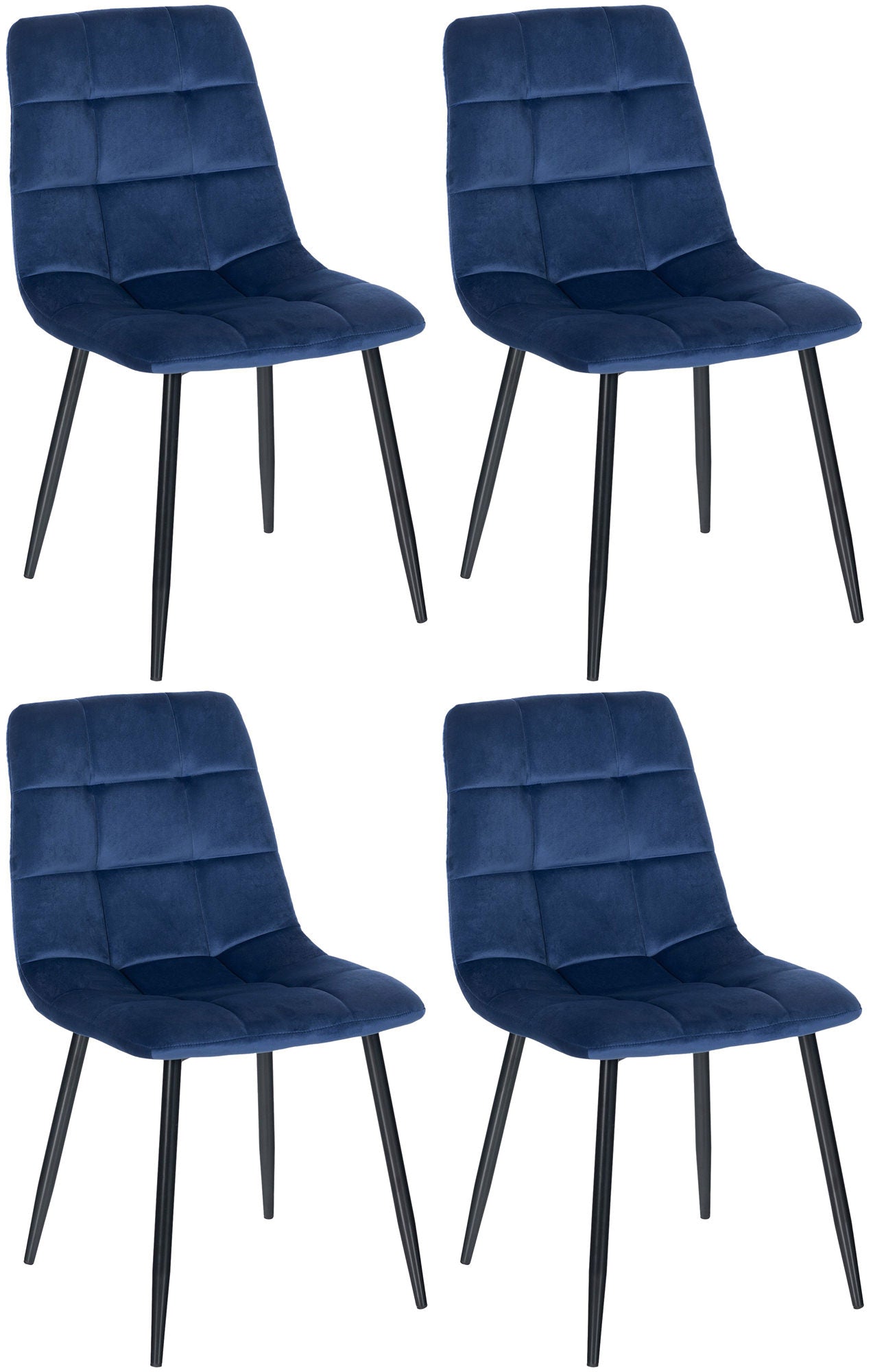 4-delige set Eetkamerstoelen - Dining Chairs - Comfortabele zitpositie, eenvoudige reiniging Kleur blauw Materiaal zacht