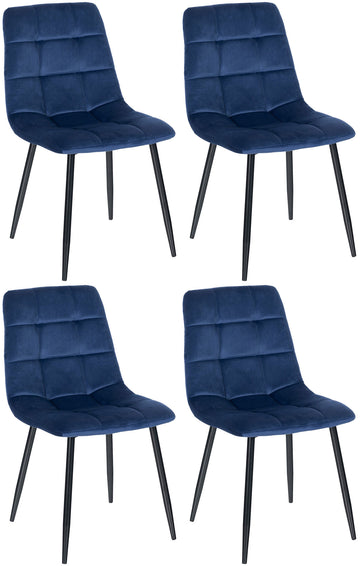 4-delige set Eetkamerstoelen - Dining Chairs - Comfortabele zitpositie, eenvoudige reiniging Kleur blauw Materiaal zacht