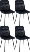 4-delige set Eetkamerstoelen - Dining Chairs - Comfortabele zitpositie, eenvoudige reiniging Kleur zwart Materiaal zacht