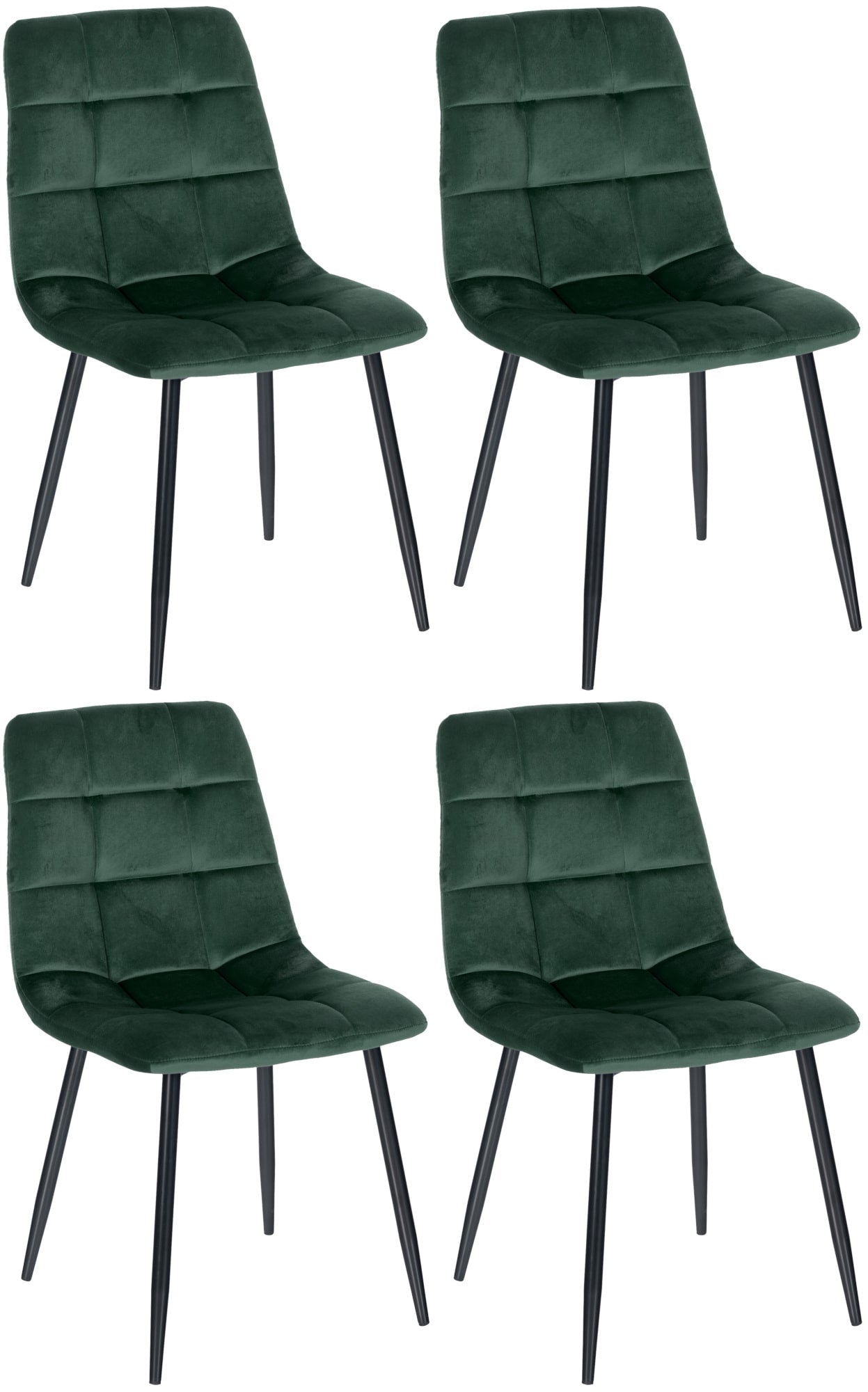 4-delige set Eetkamerstoelen - Dining Chairs - Comfortabele zitpositie, eenvoudige reiniging Kleur groen Materiaal zacht