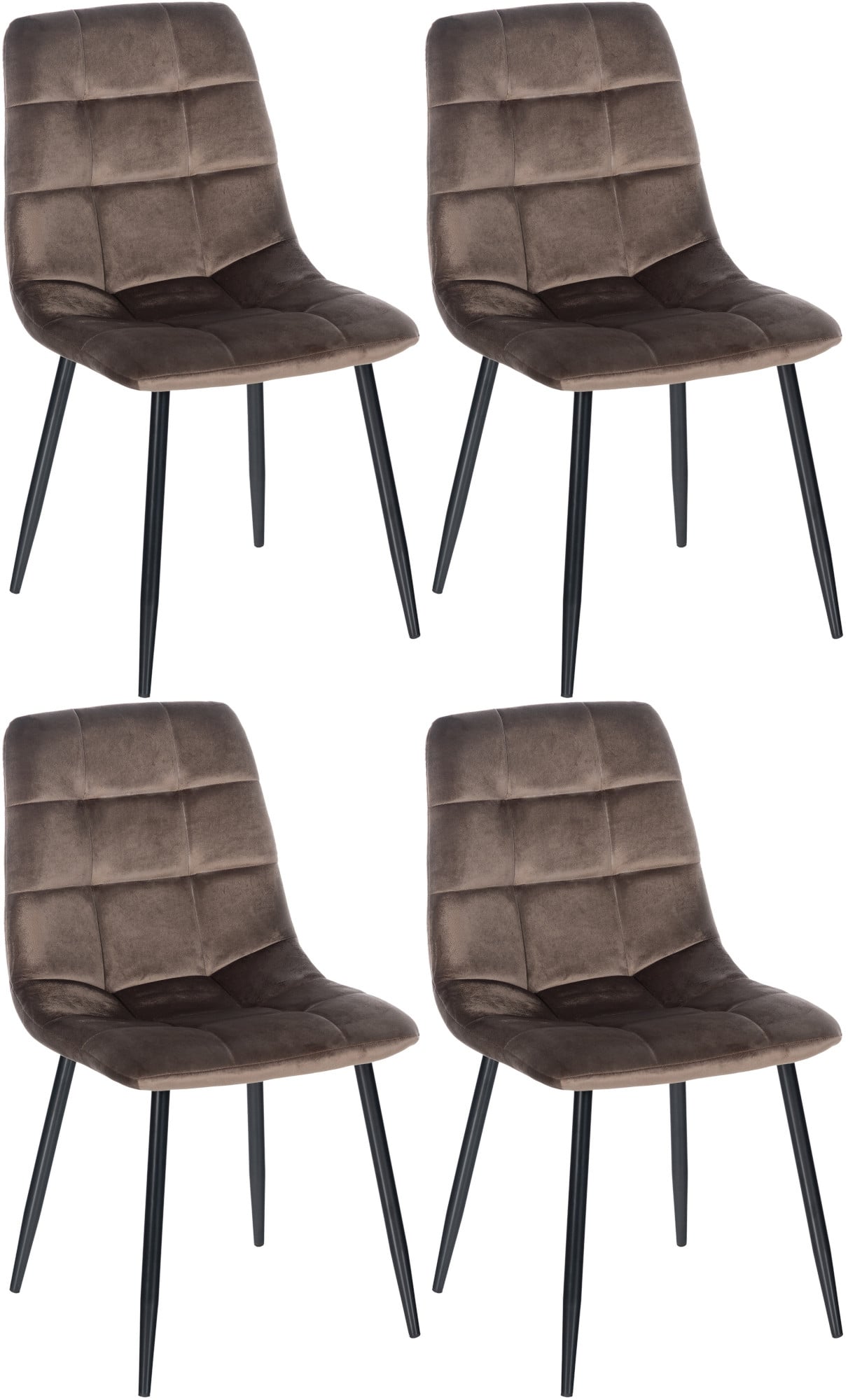 4-delige set Eetkamerstoelen - Dining Chairs - Comfortabele zitpositie, eenvoudige reiniging Kleur bruin Materiaal zacht