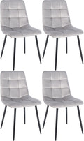 4-delige set Eetkamerstoelen - Dining Chairs - Comfortabele zitpositie, eenvoudige reiniging Kleur grijs Materiaal zacht