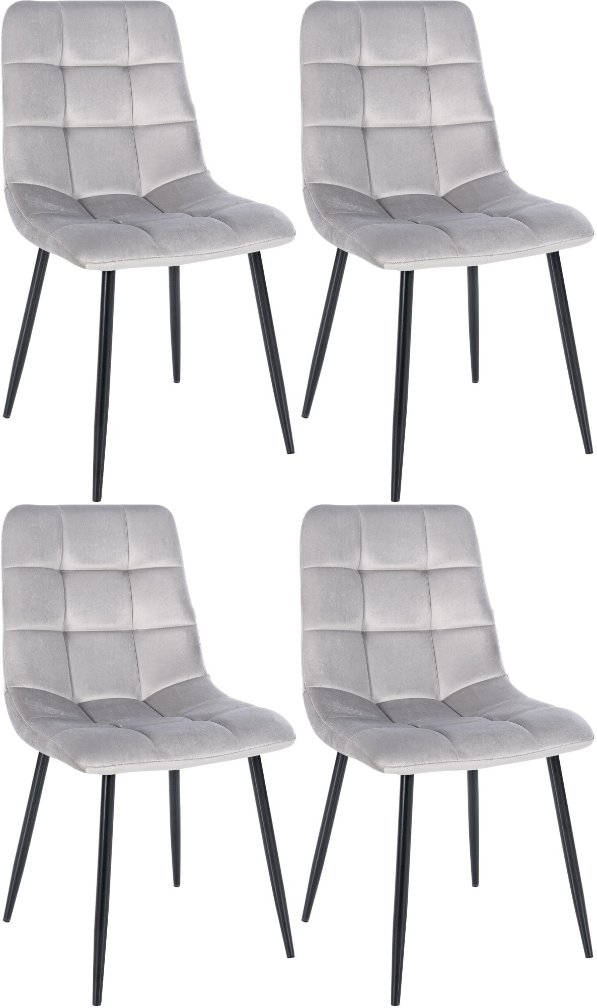 4-delige set Eetkamerstoelen - Dining Chairs - Comfortabele zitpositie, eenvoudige reiniging Kleur grijs Materiaal zacht