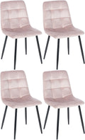 4-delige set Eetkamerstoelen - Dining Chairs - Comfortabele zitpositie, eenvoudige reiniging Kleur roze Materiaal zacht