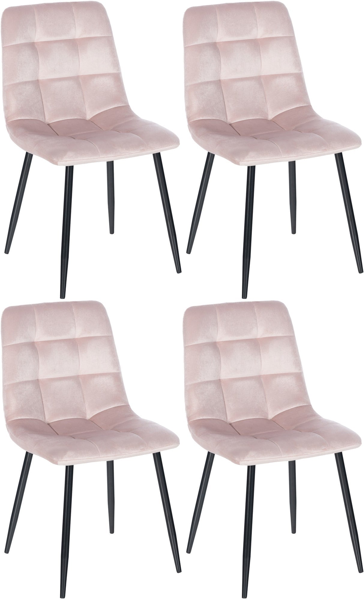 4-delige set Eetkamerstoelen - Dining Chairs - Comfortabele zitpositie, eenvoudige reiniging Kleur roze Materiaal zacht