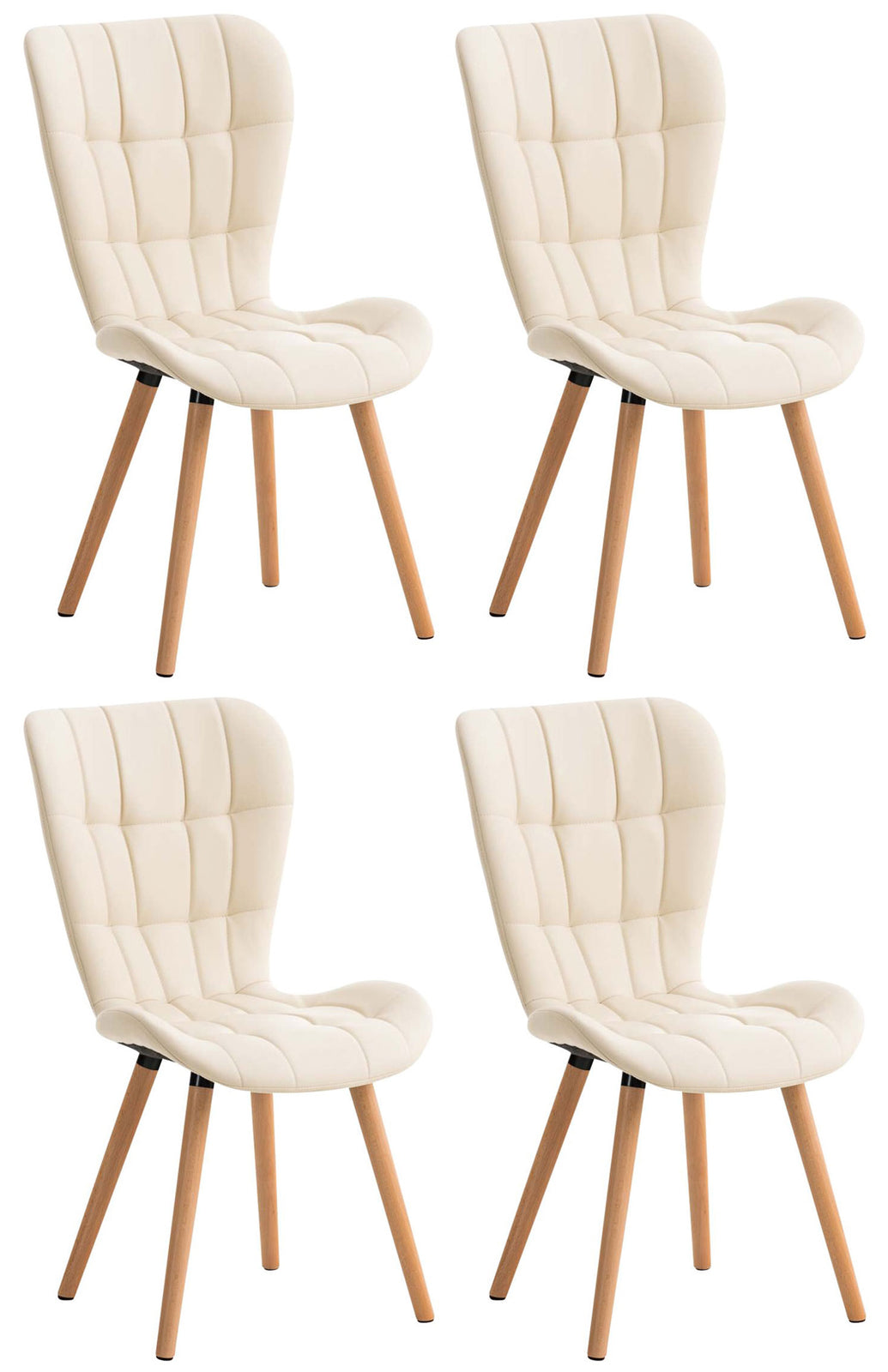 4-delige Set Eetkamerstoelen, Kunstleren Zitmeubels, Comfortabel Kussen, Stijlvol Design Kleur crème