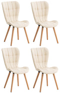 4-delige Set Eetkamerstoelen, Kunstleren Zitmeubels, Comfortabel Kussen, Stijlvol Design Kleur crème