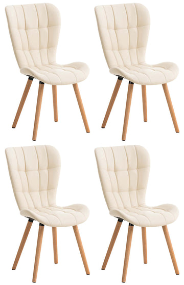 4-delige Set Eetkamerstoelen, Kunstleren Zitmeubels, Comfortabel Kussen, Stijlvol Design Kleur crème