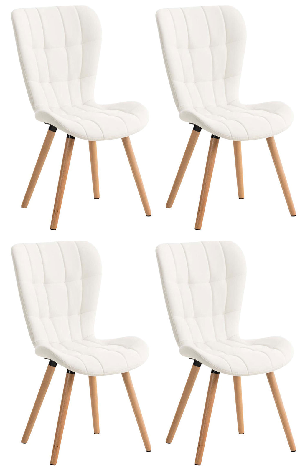 4-delige Set Eetkamerstoelen, Kunstleren Zitmeubels, Comfortabel Kussen, Stijlvol Design Kleur crème