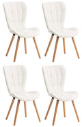 4-delige Set Eetkamerstoelen, Kunstleren Zitmeubels, Comfortabel Kussen, Stijlvol Design Kleur wit