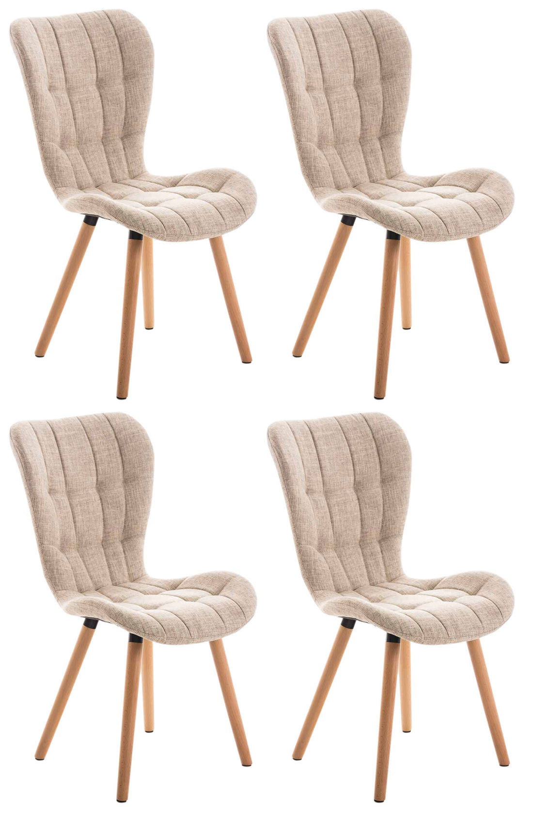 4-delige set Eetkamerstoelen - Gestoffeerde Stoelen - Optimaal Zitcomfort Kleur crème