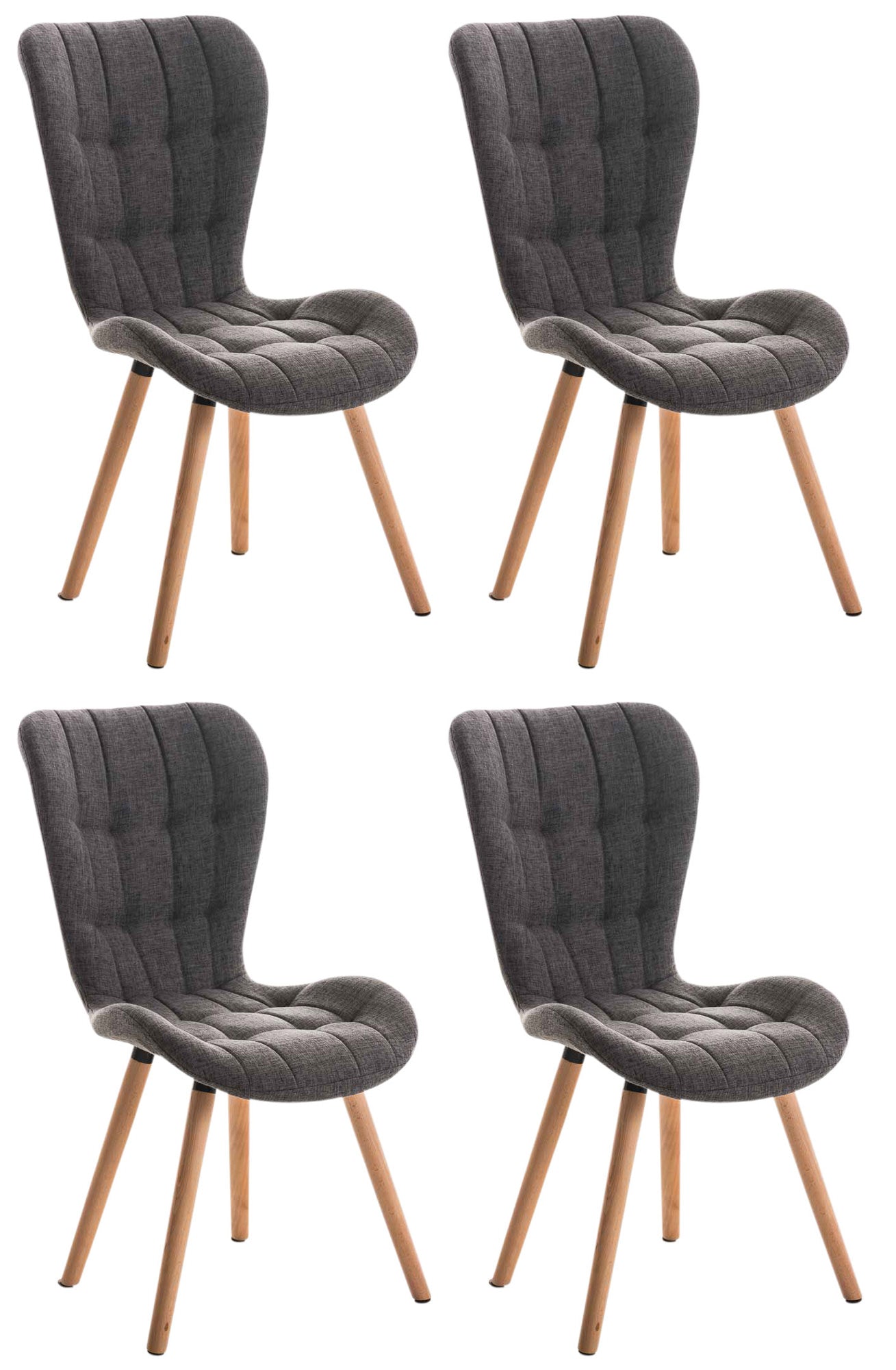 4-delige set Eetkamerstoelen - Gestoffeerde Stoelen - Optimaal Zitcomfort Kleur lichtgrijs