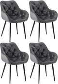 Set van 4 Fluwelen Eetkamerstoelen - Samt Stoelen - Uitmuntend Zitcomfort Kleur donkergrijs