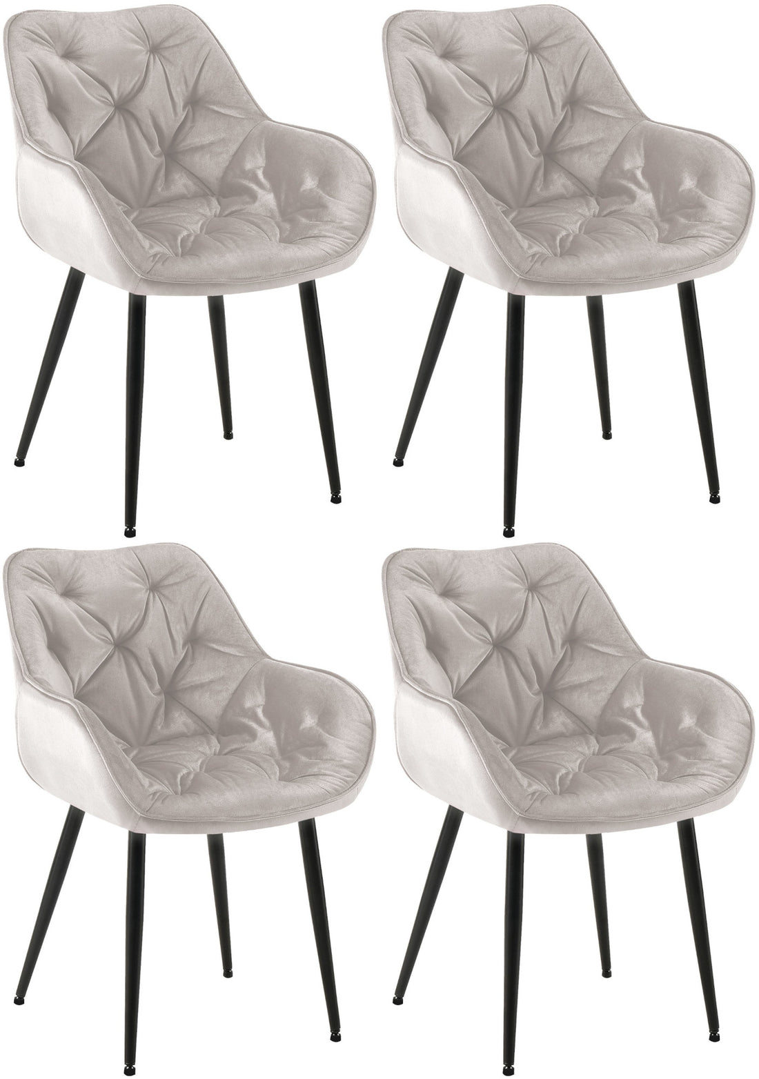Set van 4 Fluwelen Eetkamerstoelen - Samt Stoelen - Uitmuntend Zitcomfort Kleur donkergrijs