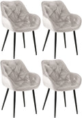 Set van 4 Fluwelen Eetkamerstoelen - Samt Stoelen - Uitmuntend Zitcomfort Kleur grijs