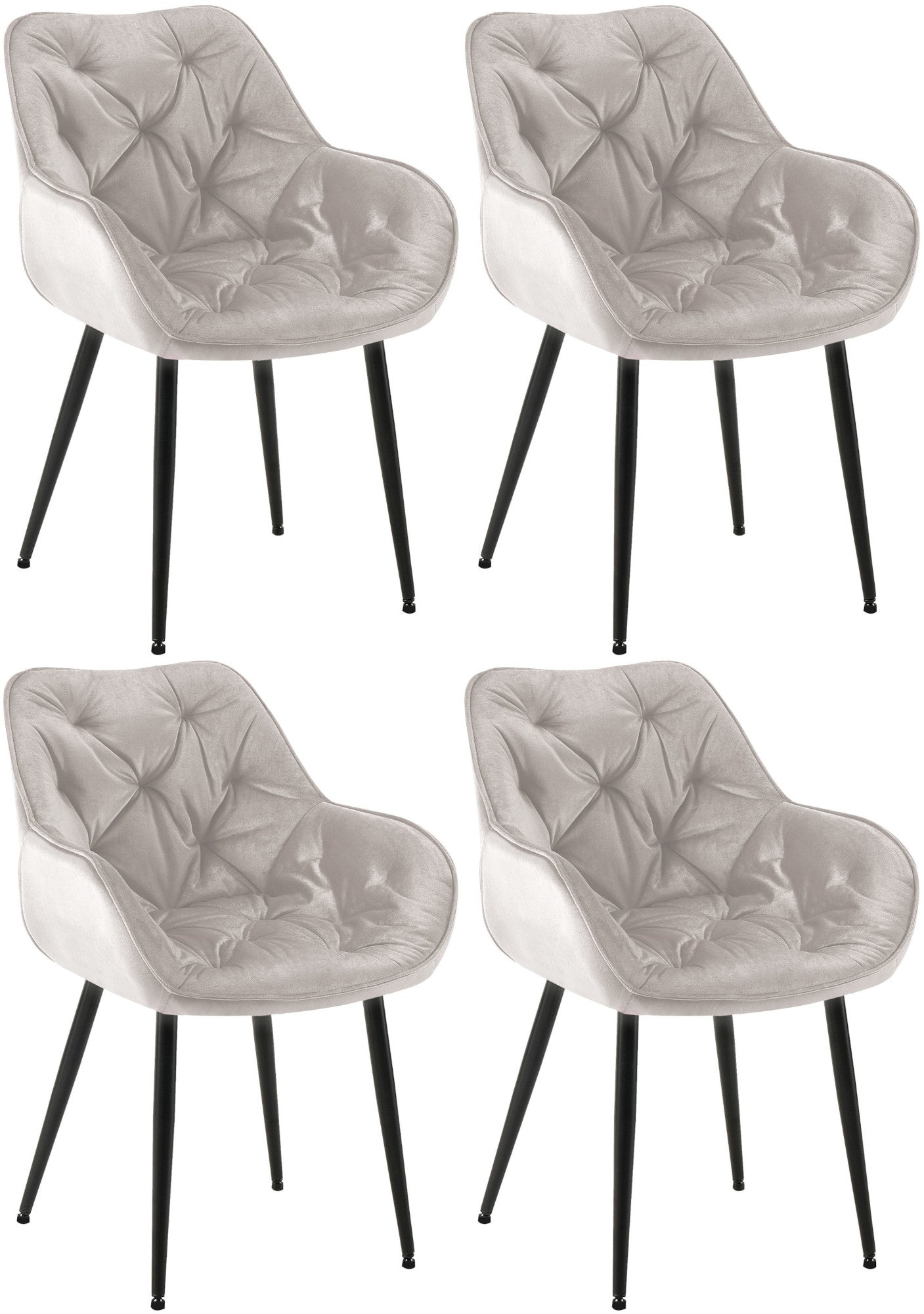 Set van 4 Fluwelen Eetkamerstoelen - Samt Stoelen - Uitmuntend Zitcomfort Kleur grijs
