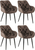 Set van 4 Fluwelen Eetkamerstoelen - Samt Stoelen - Uitmuntend Zitcomfort Kleur bruin