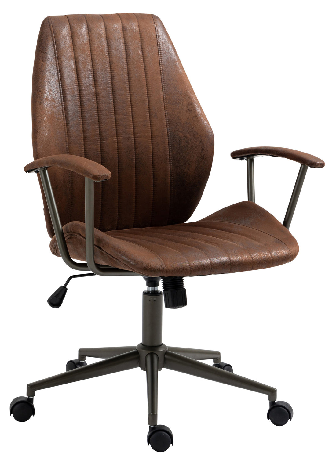 Ergonomische Kantoorstoel - Bureaustoel - Traploze Hoogteverstelling & Comfort, Industriële Stijl Kleur cognac