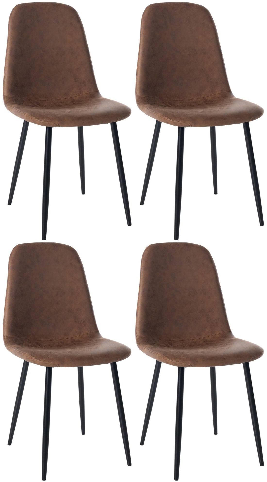 4-delige Set Eetkamerstoelen - Gezinsstoelenset - Onderhoudsvriendelijk Design Kleur bruin Materiaal kunstleer