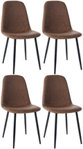 4-delige Set Eetkamerstoelen - Gezinsstoelenset - Onderhoudsvriendelijk Design Kleur bruin Materiaal kunstleer