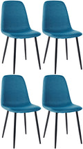 4-delige Set Eetkamerstoelen - Gezinsstoelenset - Onderhoudsvriendelijk Design Kleur blauw Materiaal Stof