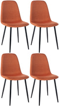 4-delige Set Eetkamerstoelen - Gezinsstoelenset - Onderhoudsvriendelijk Design Kleur oranje Materiaal Stof