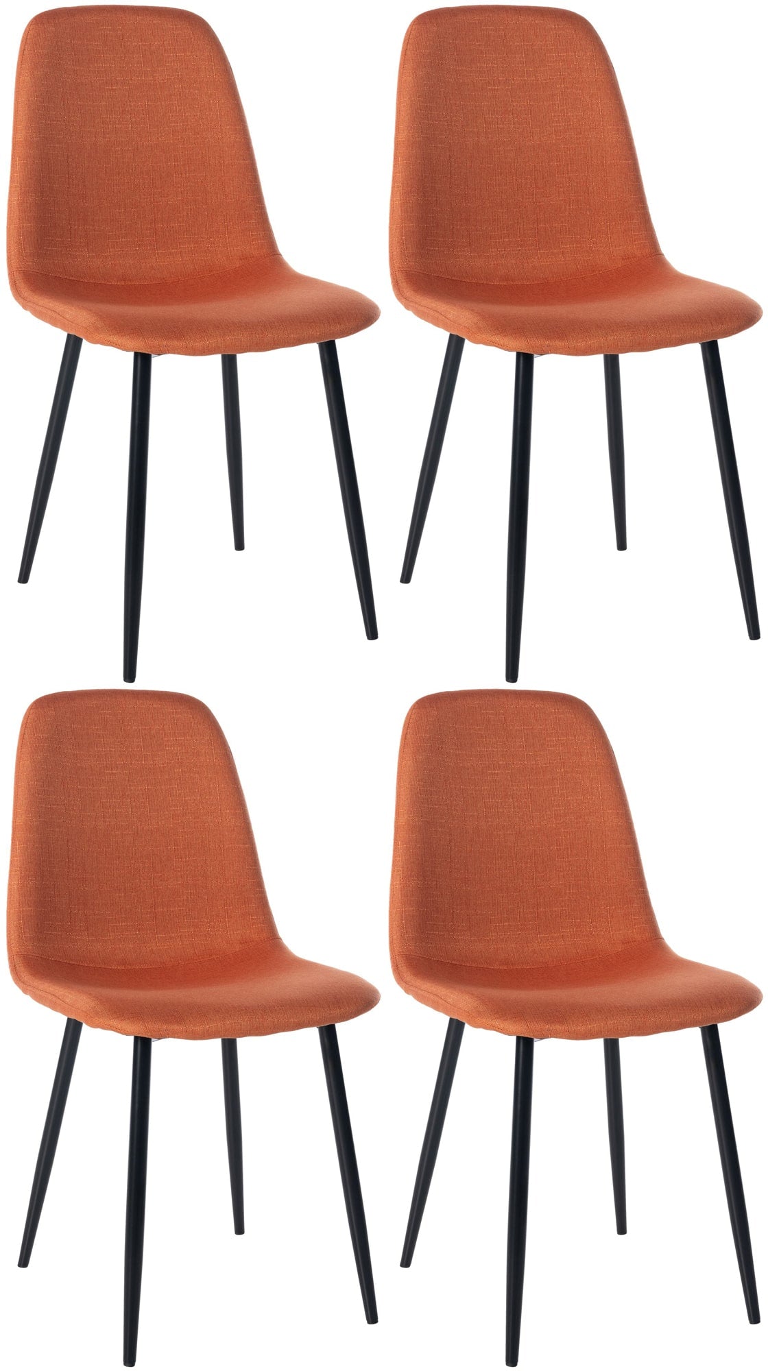 4-delige Set Eetkamerstoelen - Gezinsstoelenset - Onderhoudsvriendelijk Design Kleur oranje Materiaal Stof