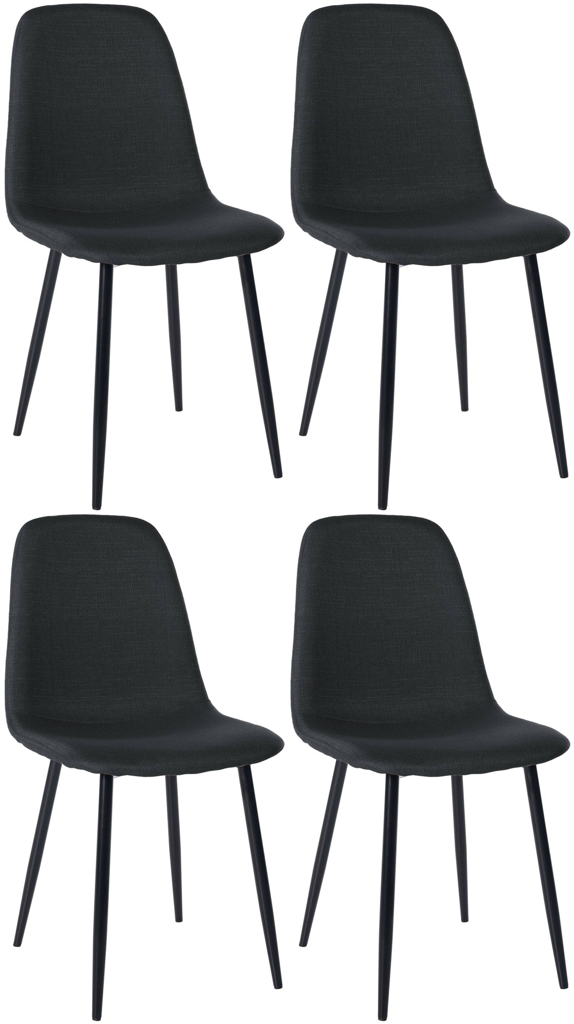 4-delige Set Eetkamerstoelen - Gezinsstoelenset - Onderhoudsvriendelijk Design Kleur zwart Materiaal Stof