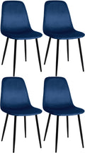4-delige Set Eetkamerstoelen - Gezinsstoelenset - Onderhoudsvriendelijk Design Kleur blauw Materiaal zacht