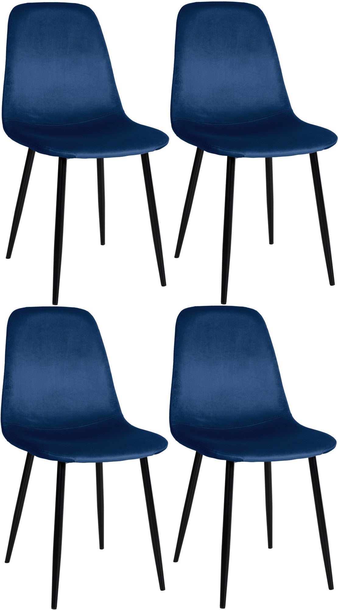 4-delige Set Eetkamerstoelen - Gezinsstoelenset - Onderhoudsvriendelijk Design Kleur blauw Materiaal zacht