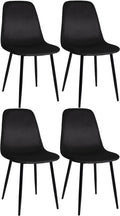 4-delige Set Eetkamerstoelen - Gezinsstoelenset - Onderhoudsvriendelijk Design Kleur zwart Materiaal zacht