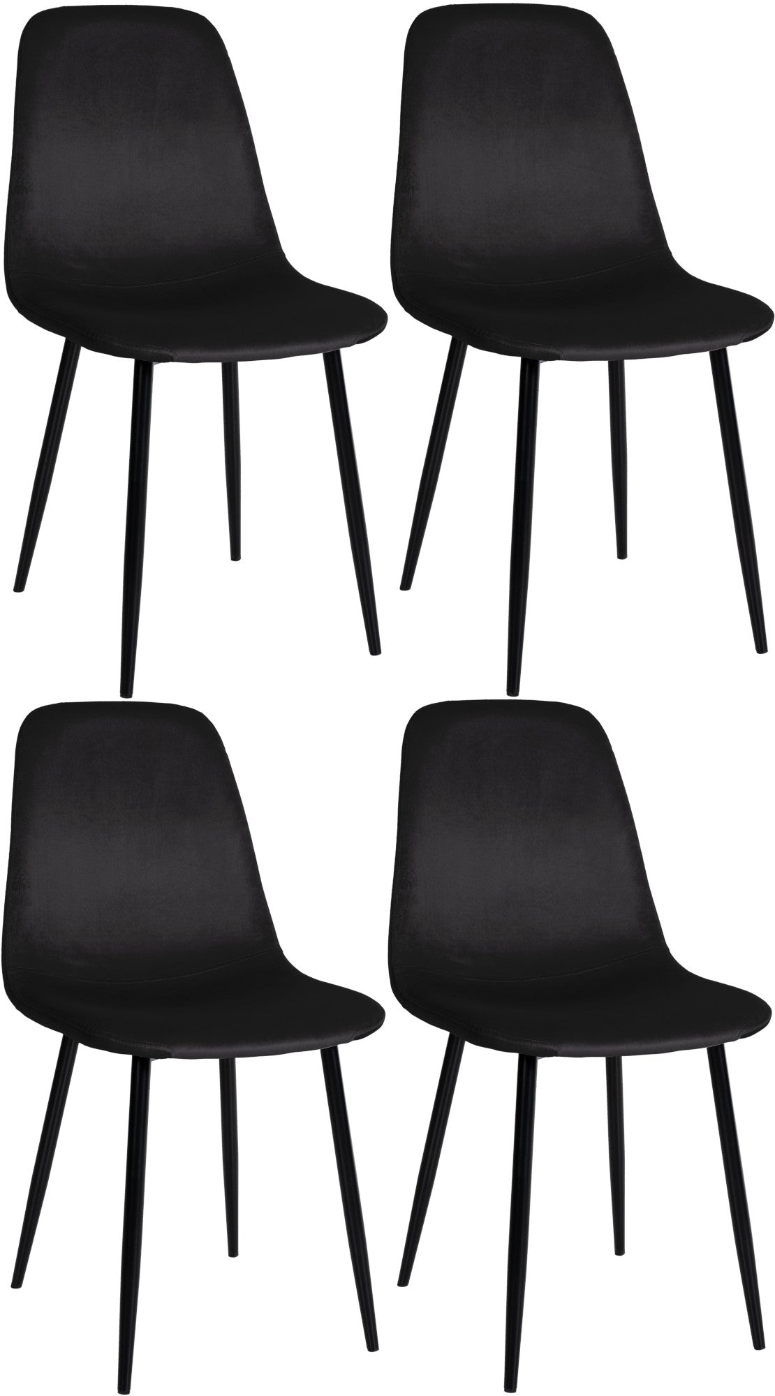 4-delige Set Eetkamerstoelen - Gezinsstoelenset - Onderhoudsvriendelijk Design Kleur zwart Materiaal zacht