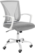 Ergonomische Bureaustoel - Kantoorstoel - Traploos Verstelbaar Comfort Onderstel Kleur wit Kleur lichtgrijs