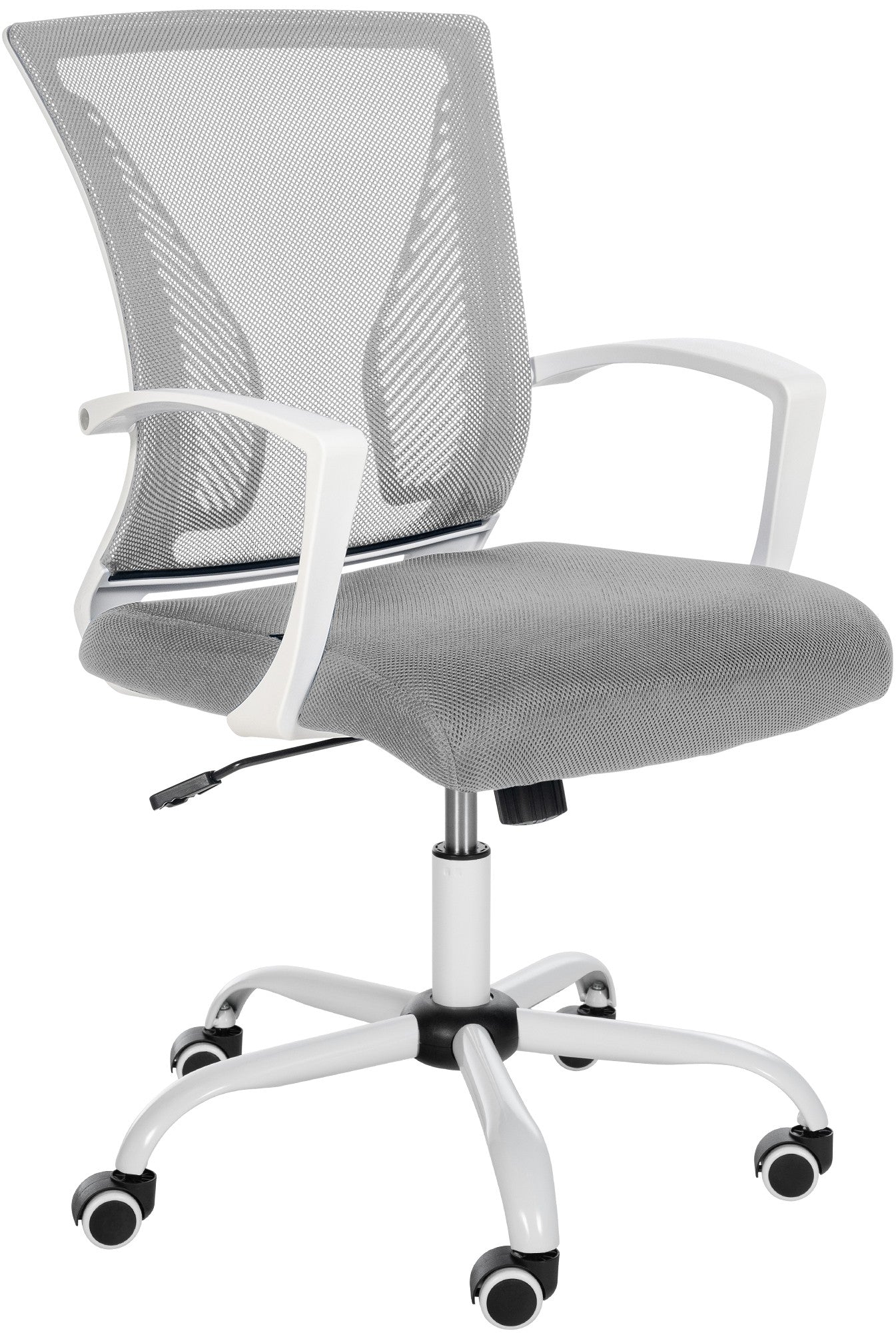 Ergonomische Bureaustoel - Kantoorstoel - Traploos Verstelbaar Comfort Onderstel Kleur wit Kleur lichtgrijs