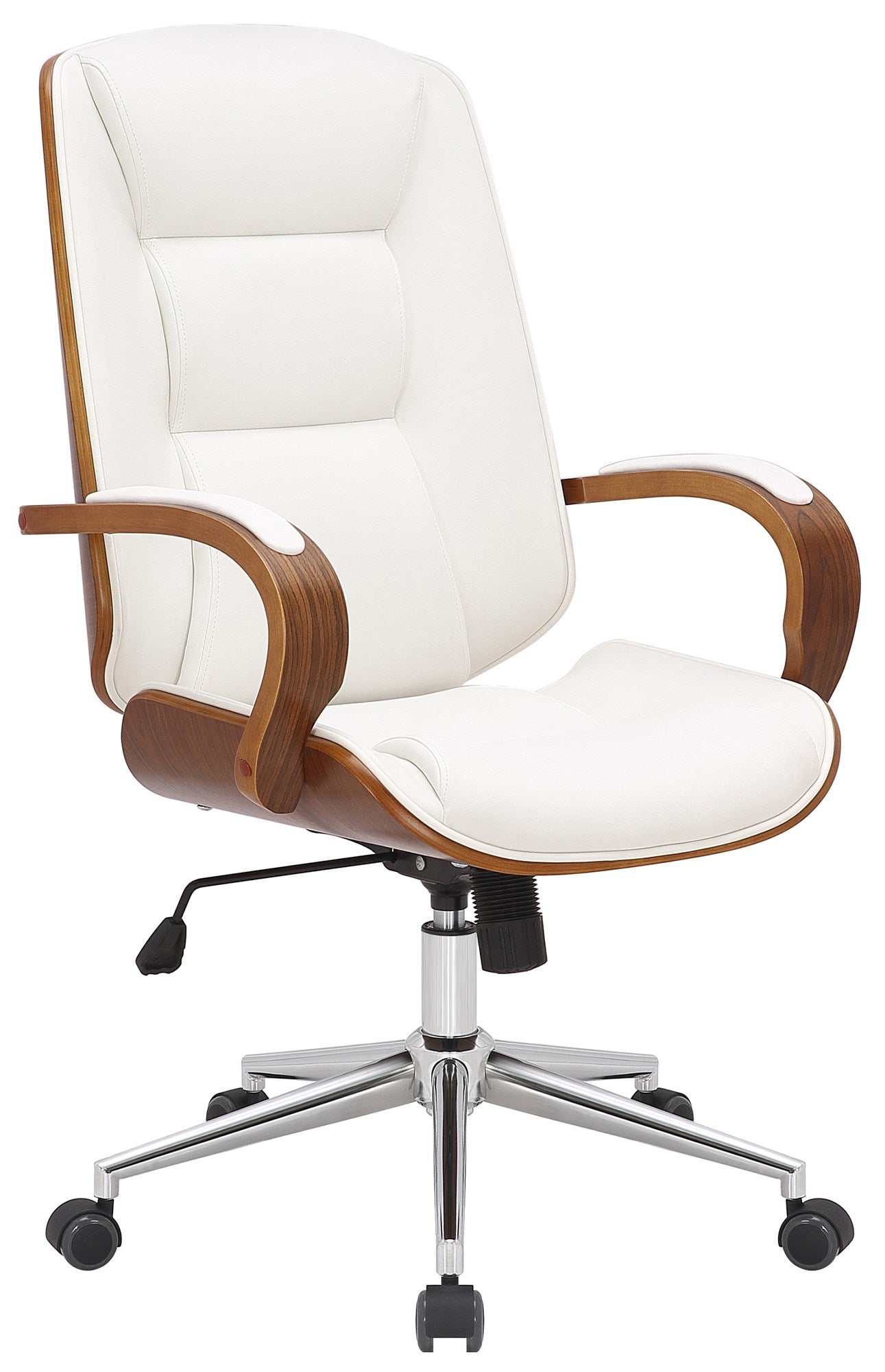 Directiebureaustoel - Lederen Stoel - Ergonomisch Comfort, Luxe Design Kleur walnoot/wit