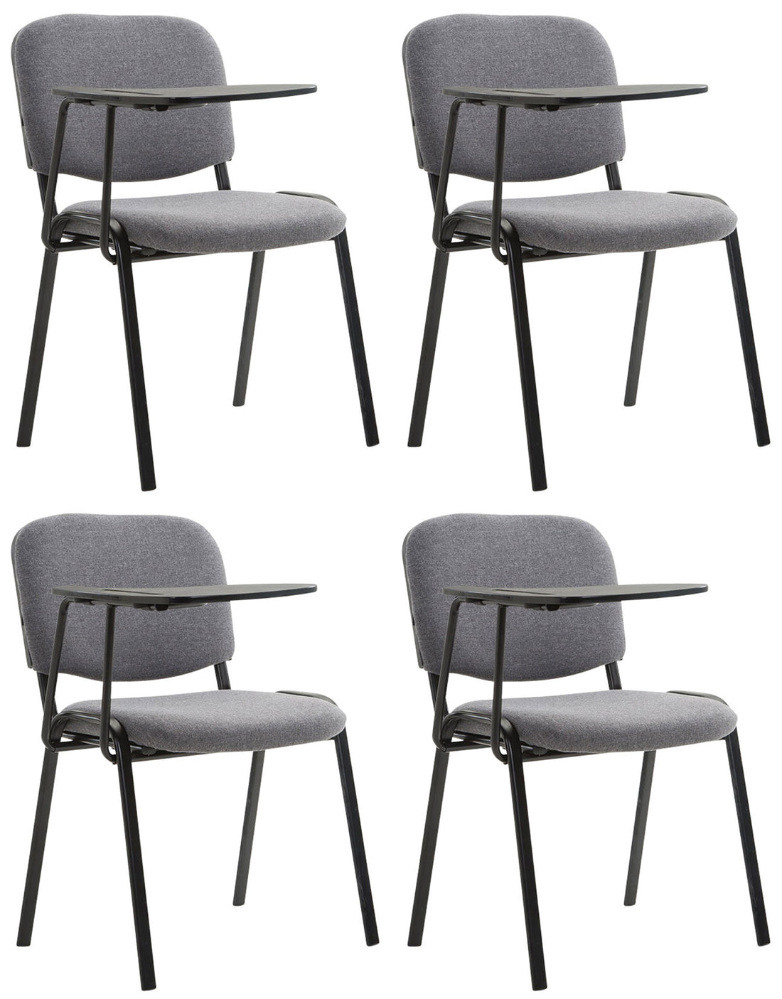 4-delige Conferentiestoelenset - Vergaderstoelen - Inclusief Klaptafeltje Kleur grijs