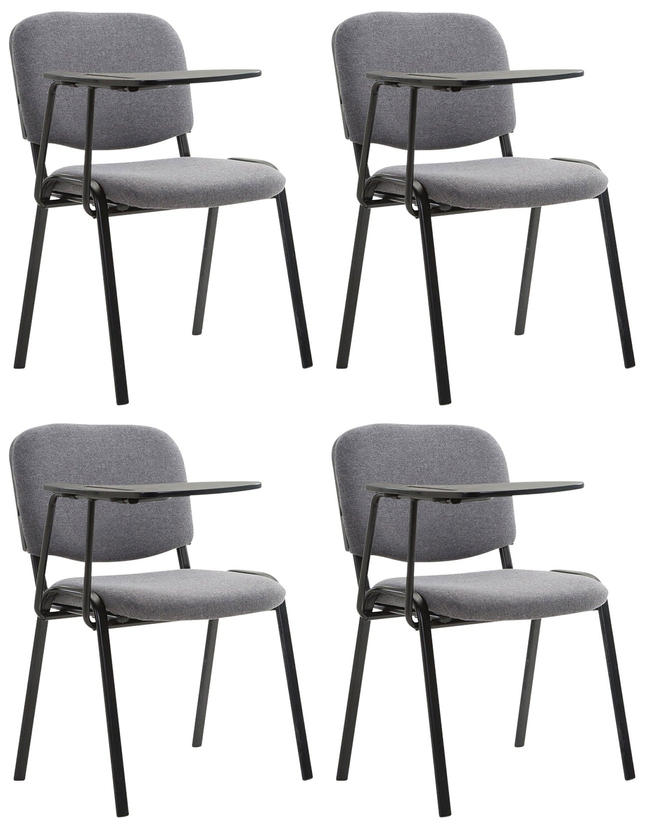 4-delige Conferentiestoelenset - Vergaderstoelen - Inclusief Klaptafeltje Kleur grijs
